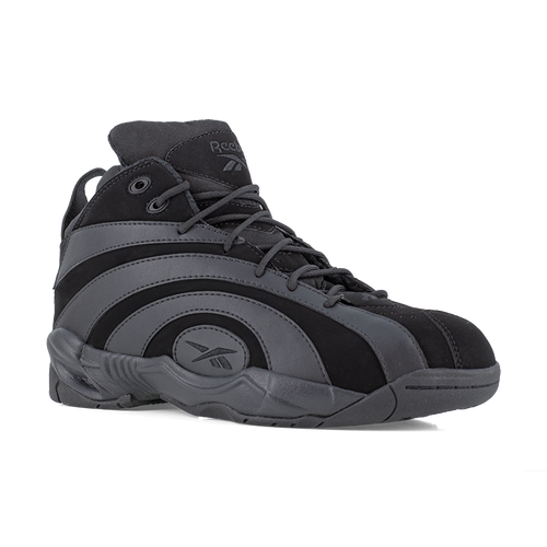 Reebok Shaqnosis Work Men's Black High Top Work Sneaker - RB9000 right angle view