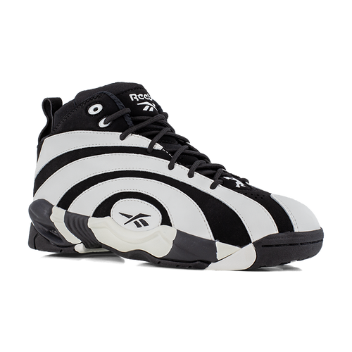 Reebok Shaqnosis Work Men's Black and White High Top Work Sneaker - RB9005 right angle view