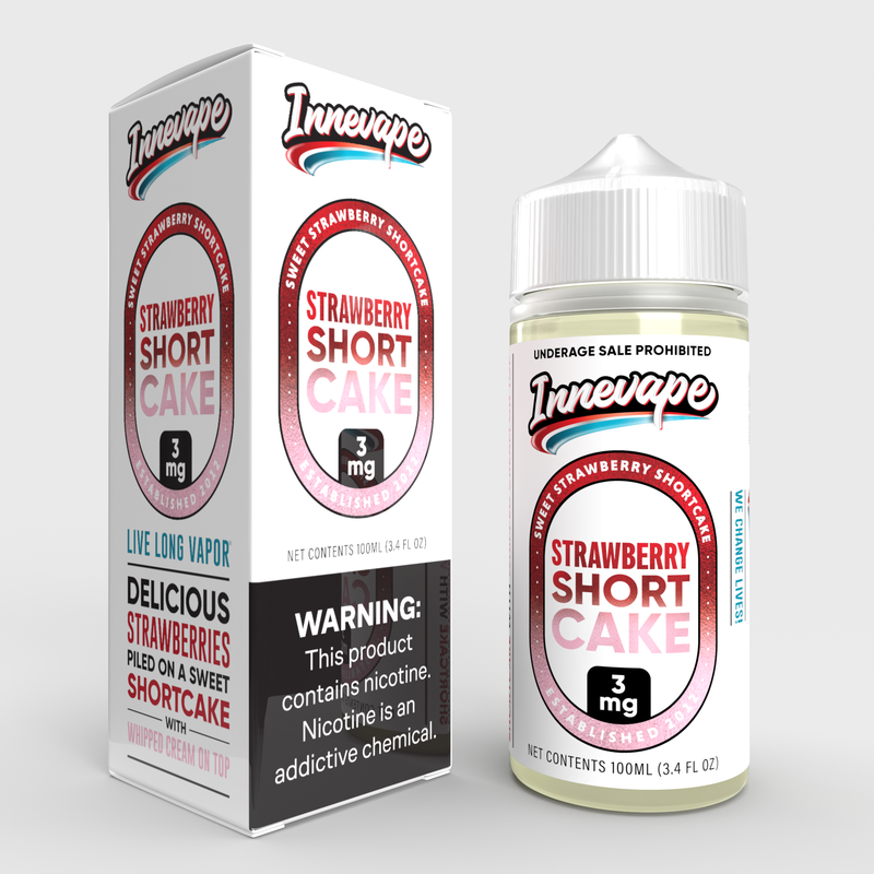 Innevape Strawberry Shortcake E-Juice 100ML,  Strawberry Shortcake - Delicious Strawberries Piled on a Sweet Shortcake with Whipped Cream on Top!
