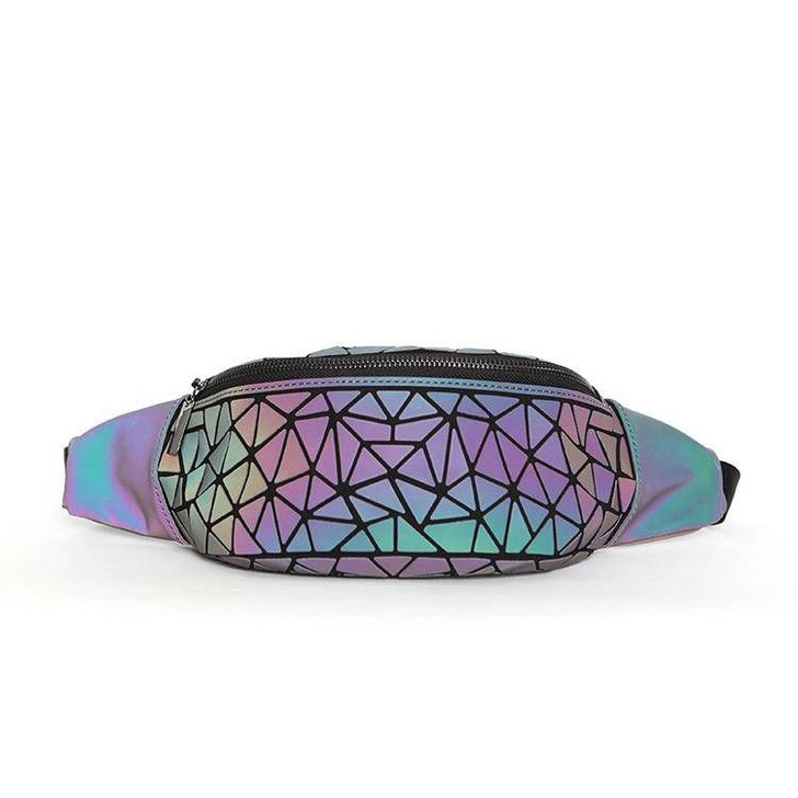 Geometric Luminous Bag Holographic Metallic Waist Pack Reflective Fanny Pack