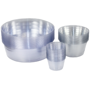 High quality clear deep vinyl saucers.  Made in the USA!  Clear, tough & flexible.