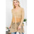 French Mesh Embroidered Lace Scallop Hem Gold Metallic Blend Knit Tunic top 6334