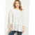 Oversized Lace Ruffle Trim Ivory Cotton Knit Tunic Sweater Top - T6261