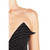 Double Breasted V Neck Notch Collar Black Stripes Dress S M L - LUX57311-BLK