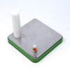 BVC Replacement Pin Stop - Base Aluminum Base, image shows a rectangular aluminum base with a white pin stop mounted vertically and a small connector at the corner.