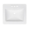 Envy Topmount Porcelain Vanity Sink, Rectangular, Three Faucet Hole, White, 21-1/4 in x 18-3/8 in x 7-1/8 in