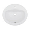 Envy Topmount Porcelain Vanity Sink, Oval, One Faucet Hole, White, 20-1/2 in x 17-3/4 in x 8-1/4 in