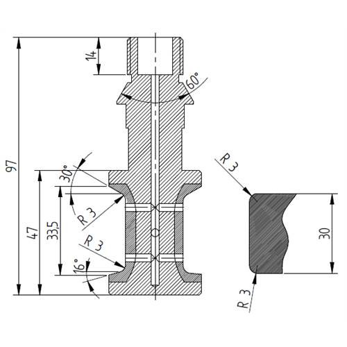 Diamut T33 R3 FLX - Pos 3, OD 38x1/2 Gas, HYS Continuous Diamond Profile Wheel