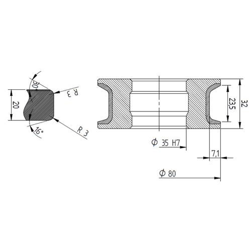 Diamut T23 R3 FLX - Pos 4, OD 80x35 Bore, HYS Continuous Diamond Profile Wheel