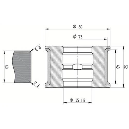Diamut T43 R3 - Pos 7, ID 60x35 Bore, Flash Gray Polish Profile Wheel