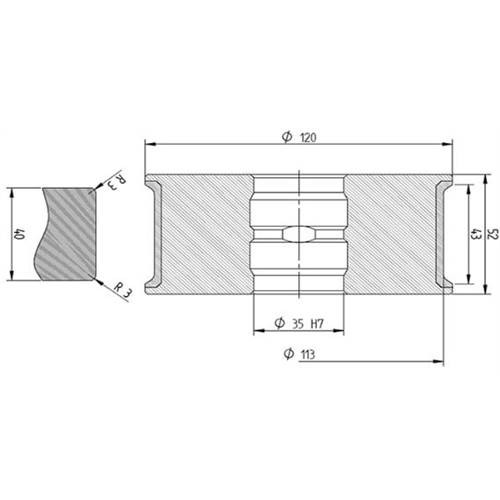 Diamut T43 R3 (Z45) - Pos 1, OD 120x35 Bore, HYS Segment Diamond Profile Wheel