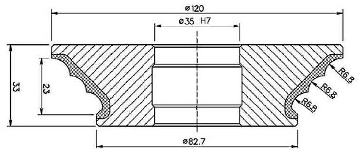 Diamut TP23 - Pos 1, OD 120x35 Bore, HYS Segment Diamond Profile Wheel
