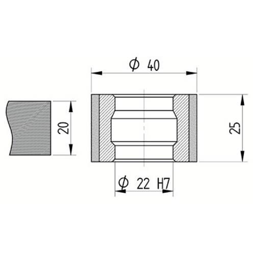 Diamut Z25 - Pos 3, OD 40x22 Bore, HYS Continuous Diamond Profile Wheel