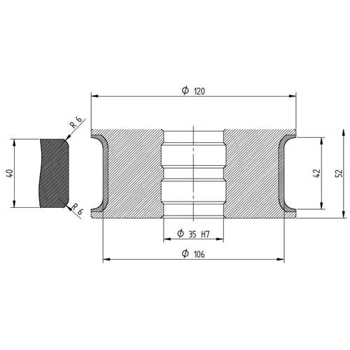 Diamut T42 R6 - Pos 6, ID 60x35 Bore, Flash White Polish Profile Wheel