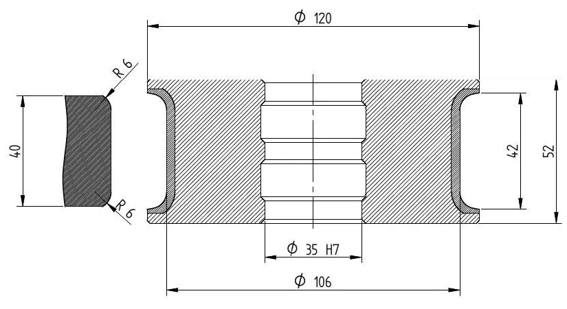 Diamut T42 R6 - Pos 6, ID 60x35 Bore, Flash White Polish Profile Wheel