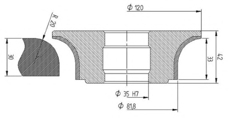 Diamut A33 R20 - Pos 1, OD 120x35 Bore, HYS Segment Diamond Profile Wheel