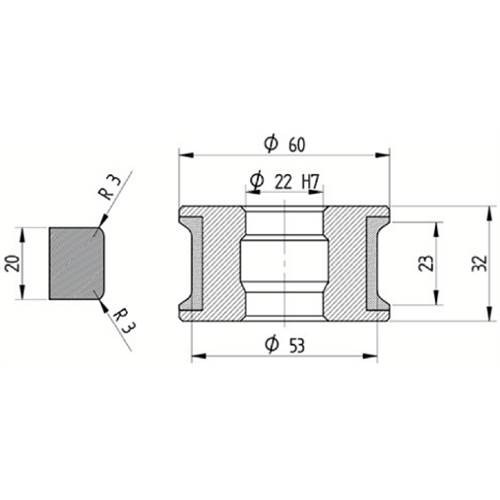 Diamut T23 R3 (Z23) - Pos 1, OD 60x22 Bore, HYS Segment Diamond Profile Wheel