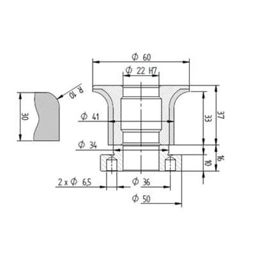 Diamut A33 R10 - Pos 4, OD 60x22 Bore, HYS Continuous Diamond Profile Wheel