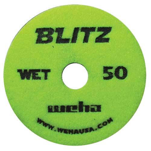 Weha Blitz 7-Step Wet Polishing Pad, Light Green, 4 in, 50 Grit