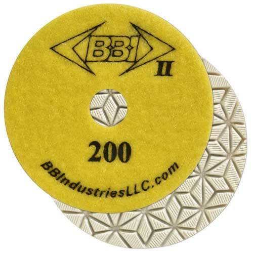 BBI 2 White Resin 7-Step Wet Polish Pad, 4 in 200 Grit