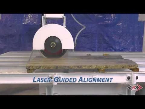 RYE-Corp Husky Bridge Saw, laser-guided cutting machine for stone and tile, with a circular saw blade and a worktable.