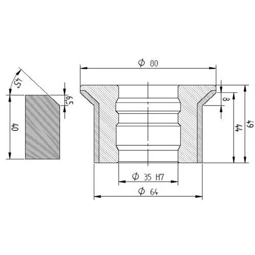 Diamut E43 B8 - Pos 6, ID 60x35 Bore, Flash White Polish Profile Wheel