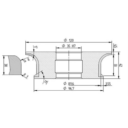 Diamut AFR33 R15 R3 - Pos 7, ID 60x35 Bore, Flash Gray Polish Profile Wheel