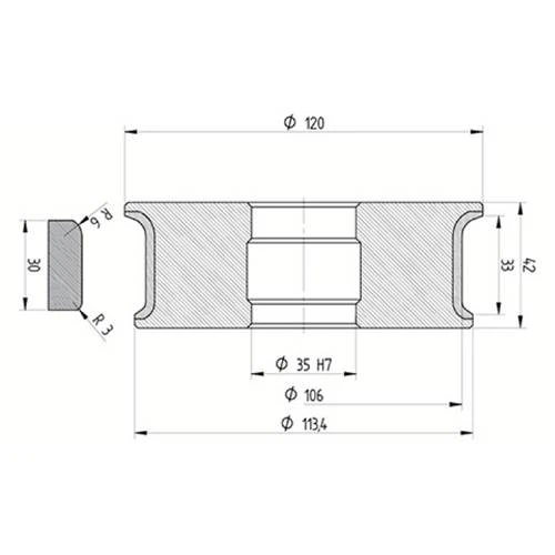 Diamut AFR33 R6 R3 - Pos 6, ID 60x35 Bore, Flash White Polish Profile Wheel