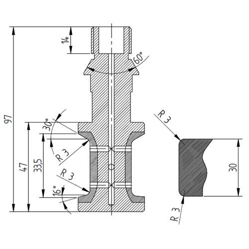 Diamut T33 R3 FLX - Pos 4, OD 38x1/2 Gas, HYS Continuous Diamond Profile Wheel