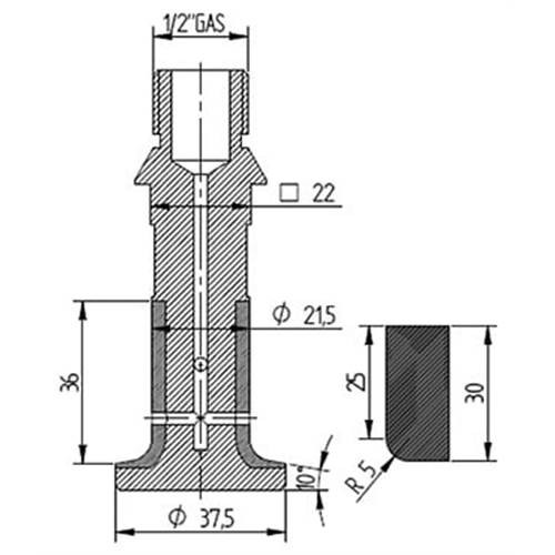 Diamut A36 R5 - Pos 3, OD 38x1/2 Gas, OPL Continuous Diamond Profile Wheel