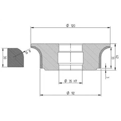 Diamut A33 R15 - Pos 7, ID 52x35 Bore, Flash Gray Polish Profile Wheel