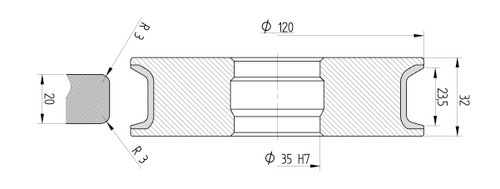 Diamut T23 R3 FLX - Pos 4, OD 120x35 Bore, HYS Continuous Diamond Profile Wheel