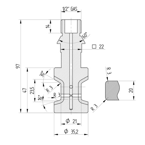 Diamut T23 R3 FLX - Pos 4, OD 25x1/2 Gas, OPL Continuous Diamond Profile Wheel