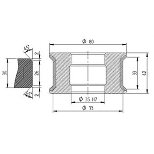 Diamut X30 - Pos 3, OD 80x35 Bore, HYS Continuous Diamond Profile Wheel