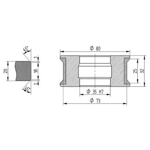 Diamut X20 - Pos 2, OD 80x35 Bore, HYS Continuous Diamond Profile Wheel