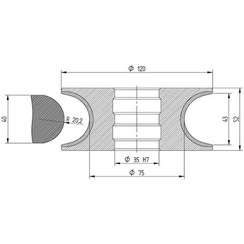 Diamut V43 R20 - Pos 3, OD 120x35 Bore, HYS Continuous Diamond Profile Wheel
