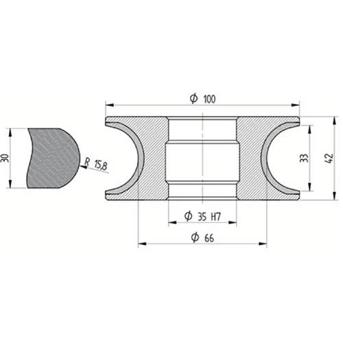 Diamut V33 R15 - Pos 1, OD 100x35 Bore, HYS Segment Diamond Profile Wheel