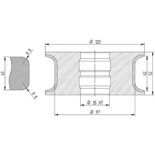 Diamut T42 R8 - Pos 4, OD 120x35 Bore, HYS Continuous Diamond Profile Wheel