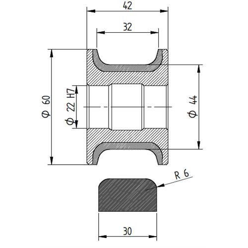 Diamut T32 R6 - Pos 3, OD 60x22 Bore, HYS Continuous Diamond Profile Wheel