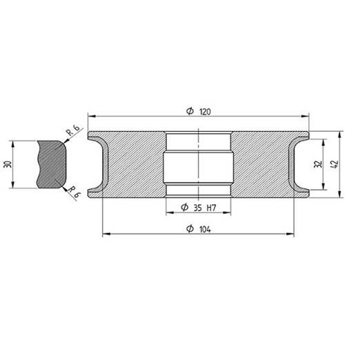 Diamut T32 R6 - Pos 5S, OD 120x35 Bore, HYS Continuous Diamond Profile Wheel