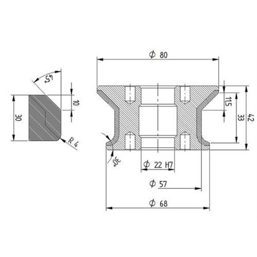 Diamut EFR33 B11.5 R4 - Pos 3, OD 80x35 Bore, HYS Continuous Diamond Profile Wheel
