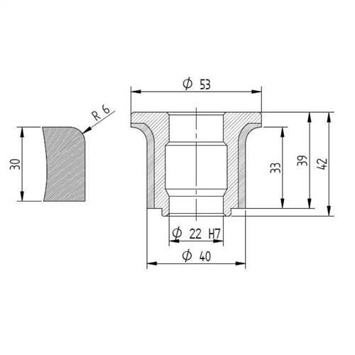 Diamut A33 R6 - Pos 5, ID 40x22 Bore, Flash Blue Polish Profile Wheel