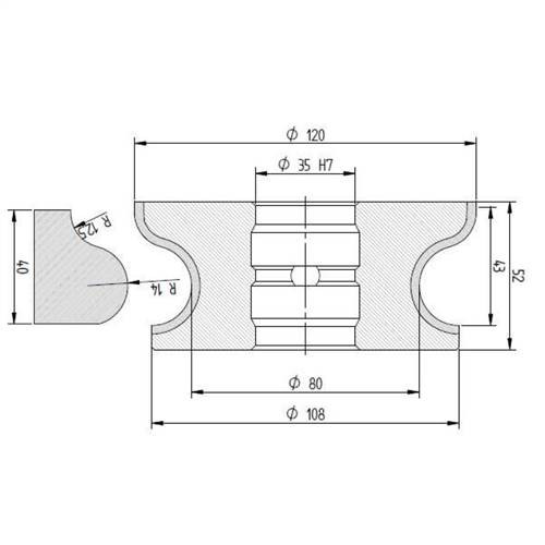Diamut GV43 - Pos 4, OD 120x35 Bore, HYS Continuous Diamond Profile Wheel