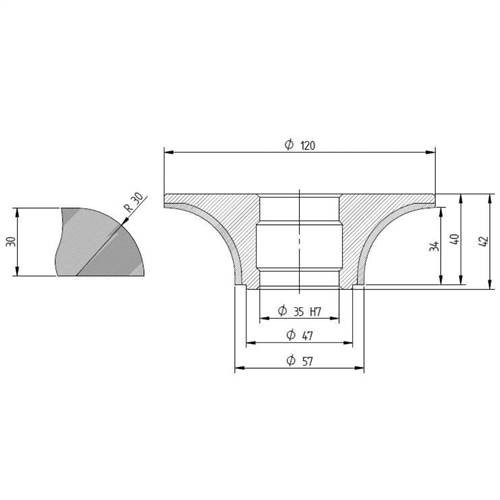 Diamut B33 R30 - Pos 6, ID 57x35 Bore, Flash White Polish Profile Wheel