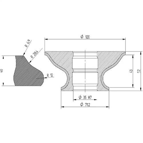 Diamut G43 - Pos 7, ID 60x35 Bore, Flash Gray Polish Profile Wheel