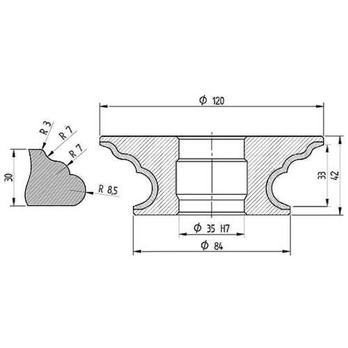 Diamut FV33 R3 - Pos 5, ID 60x35 Bore, Flash Blue Polish Profile Wheel