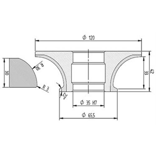 Diamut BFR33 R30 R3 - Pos 5S, OD 120x35 Bore, HYS Continuous Diamond Profile Wheel