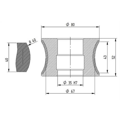 Diamut AK2 43 R40 - Pos 7, ID 60x35 Bore, Flash Gray Polish Profile Wheel