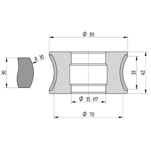 Diamut AK2 33 R30 - Pos 1, OD 80x35 Bore, HYS Segment Diamond Profile Wheel