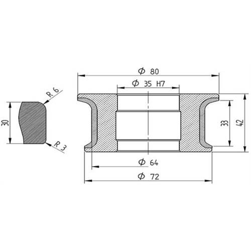 Diamut AFR33 R6 R3 - Pos 1, OD 80x35 Bore, HYS Segment Diamond Profile Wheel